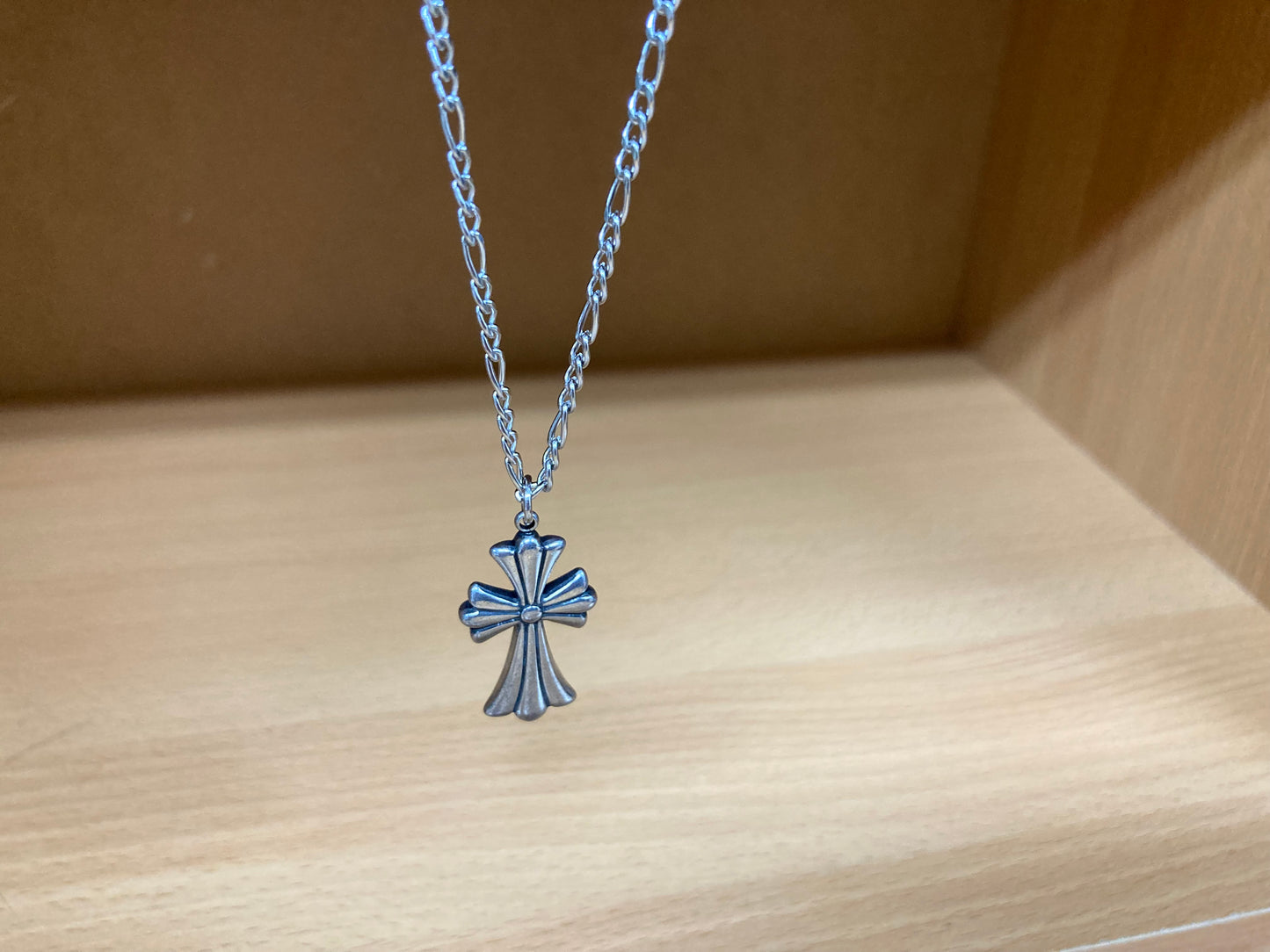 Tiny Treasures Seoul - Surgical Steel Gothic Cross Figaro Chain Necklace