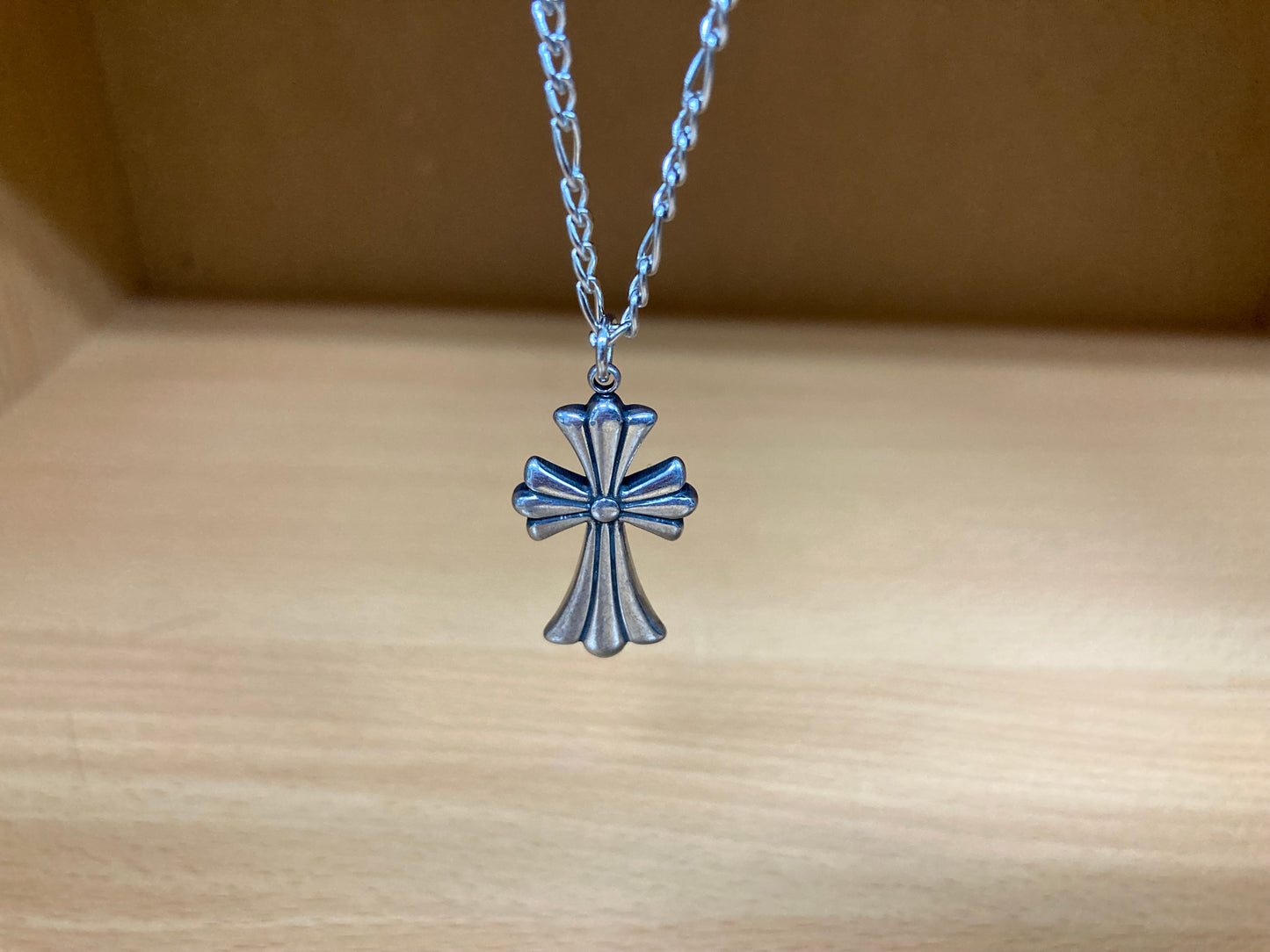 Tiny Treasures Seoul - Surgical Steel Gothic Cross Figaro Chain Necklace