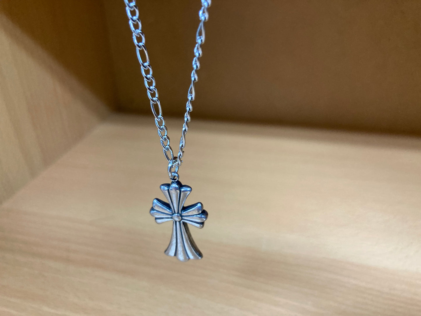 Tiny Treasures Seoul - Surgical Steel Gothic Cross Figaro Chain Necklace