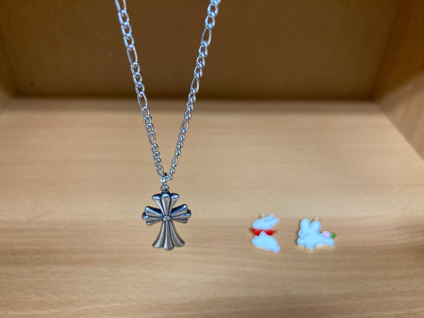 Tiny Treasures Seoul - Surgical Steel Gothic Cross Figaro Chain Necklace