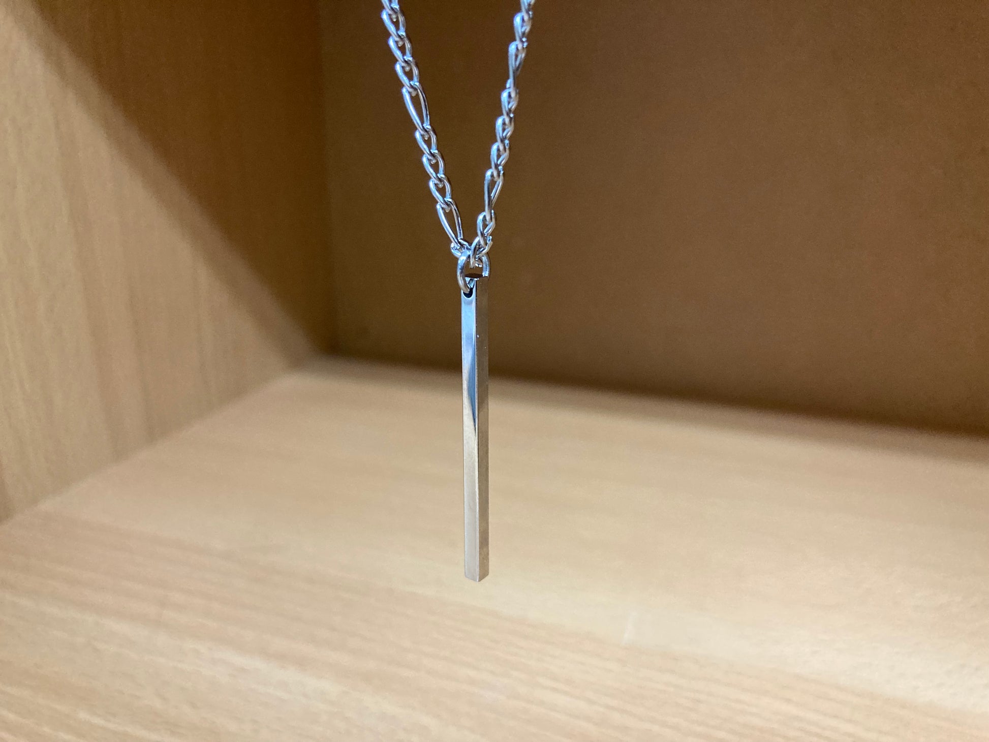 Tiny Treasures Seoul - Surgical Steel Slim Bar Figaro Chain Necklace