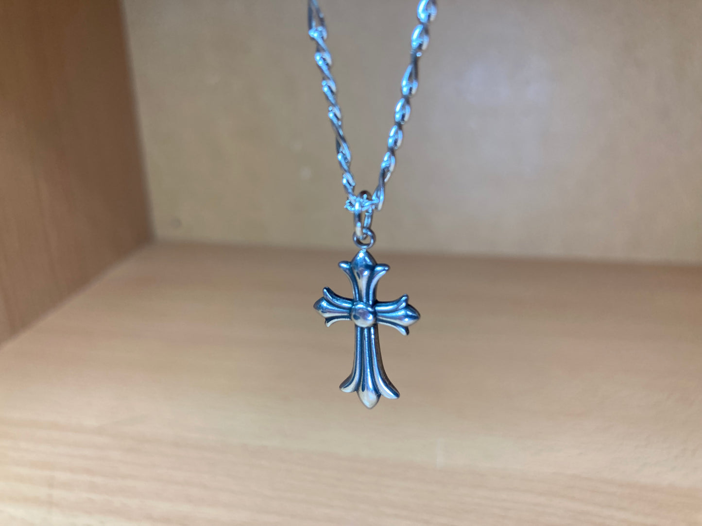 Tiny Treasures Seoul - Surgical Steel Small Gothic Cross Pendant Figaro Chain Necklace