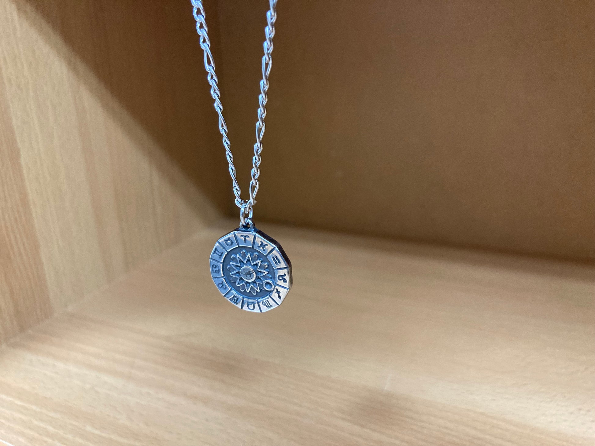 Tiny Treasures Seoul - Surgical Steel Zodiac Sun Pendant Figaro Chain Necklace