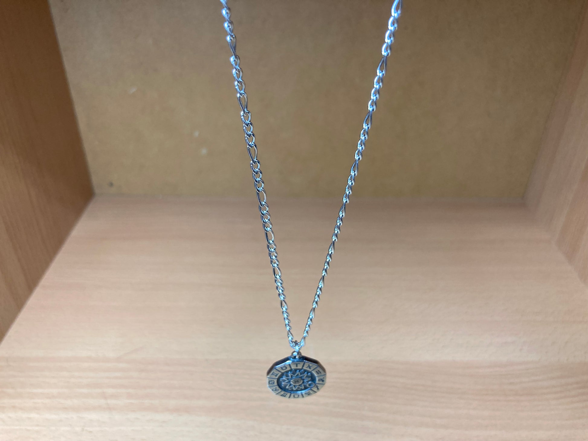 Tiny Treasures Seoul - Surgical Steel Zodiac Sun Pendant Figaro Chain Necklace