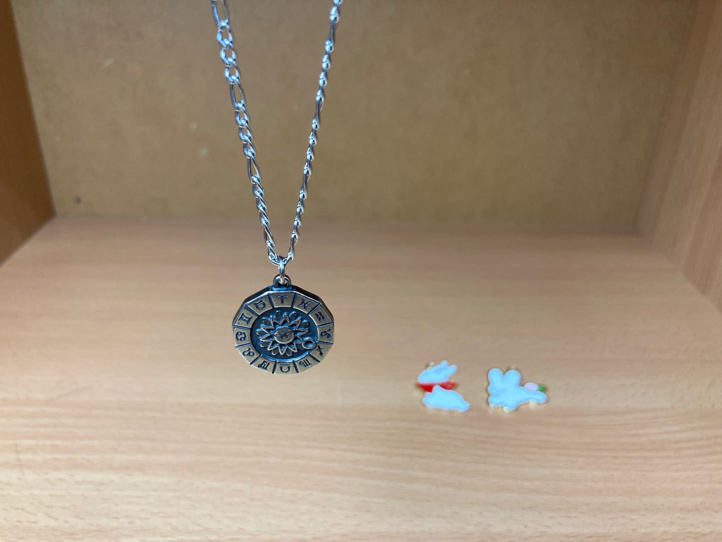 Tiny Treasures Seoul - Surgical Steel Zodiac Sun Pendant Figaro Chain Necklace