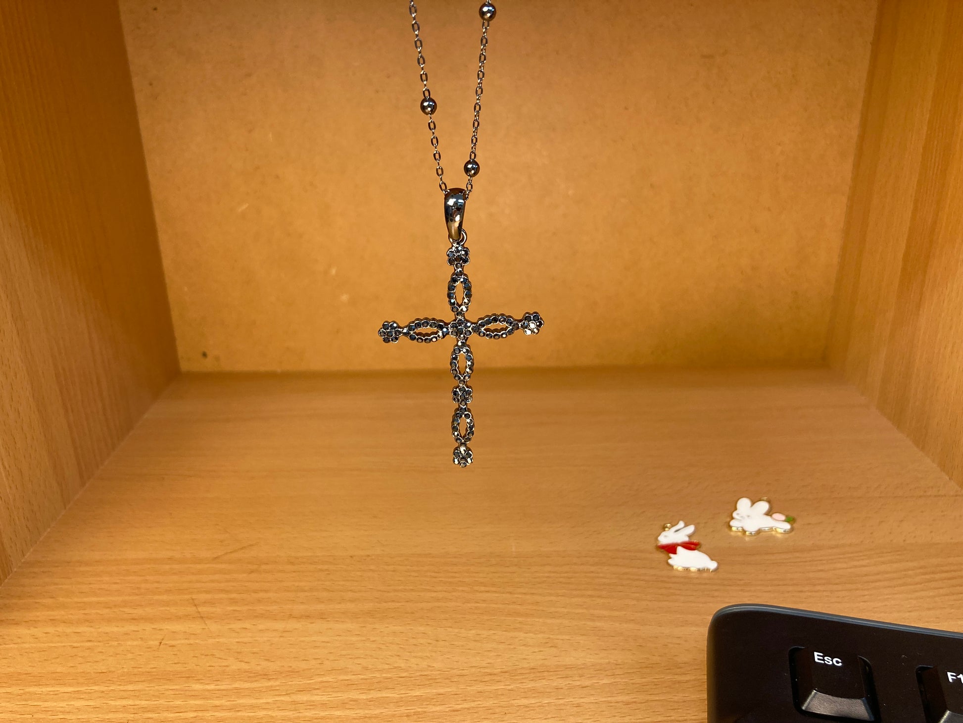 Tiny Treasures Seoul - Swarovski Hematite Crystal Cross Pendant Necklace