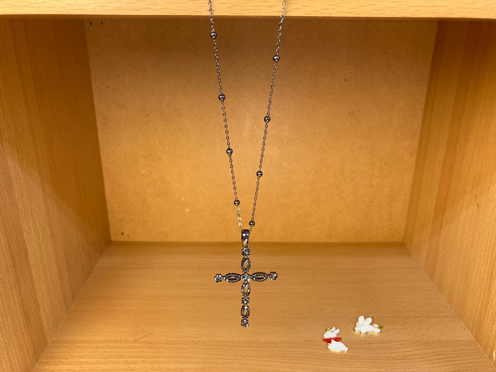 Tiny Treasures Seoul - Swarovski Hematite Crystal Cross Pendant Necklace