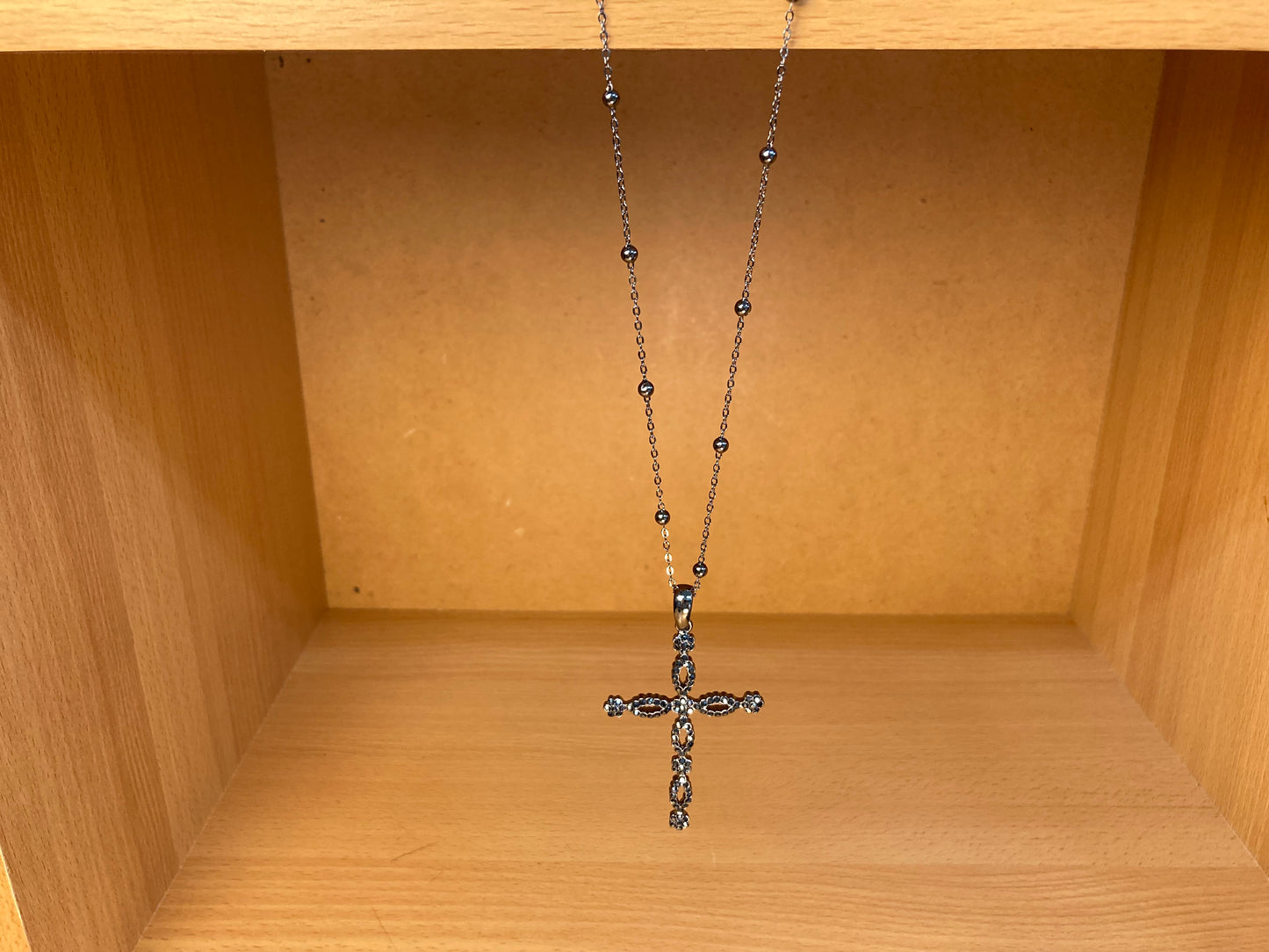 Tiny Treasures Seoul - Swarovski Hematite Crystal Cross Pendant Necklace