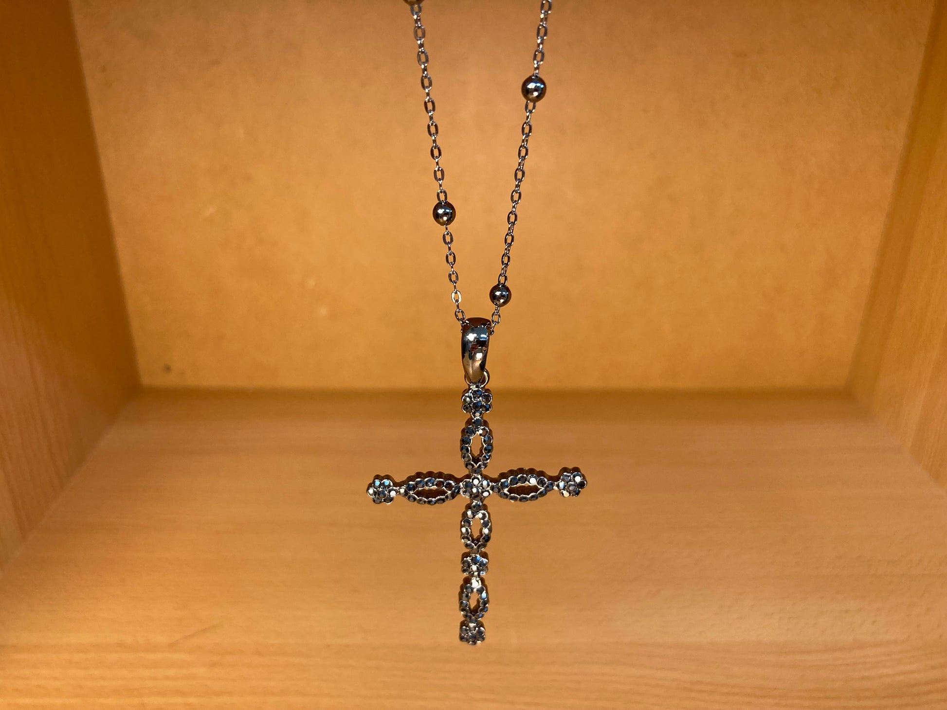 Tiny Treasures Seoul - Swarovski Hematite Crystal Cross Pendant Necklace