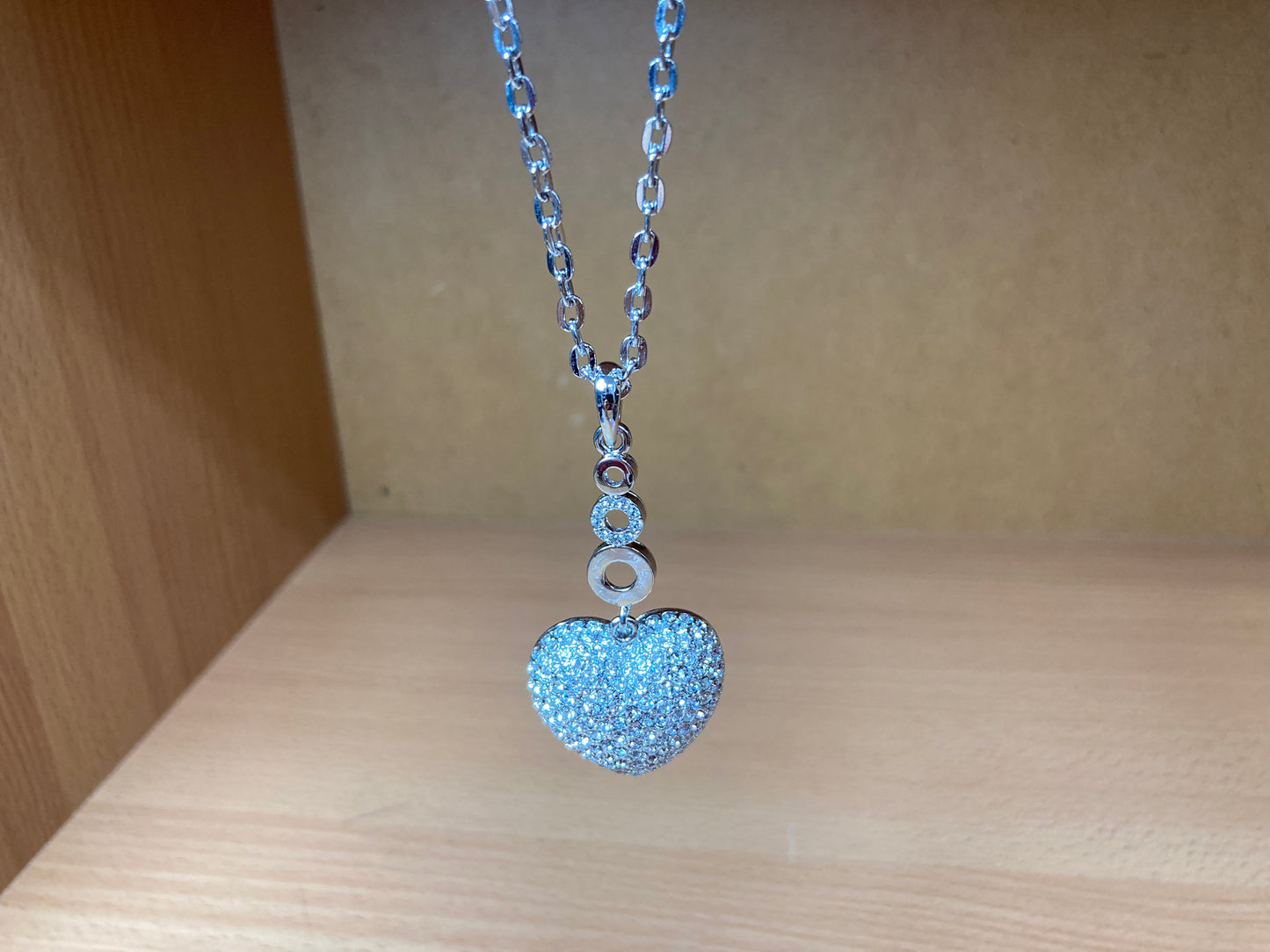 Tiny Treasures Seoul - Swarovski Crystal Heart Pendant Necklace Close up View