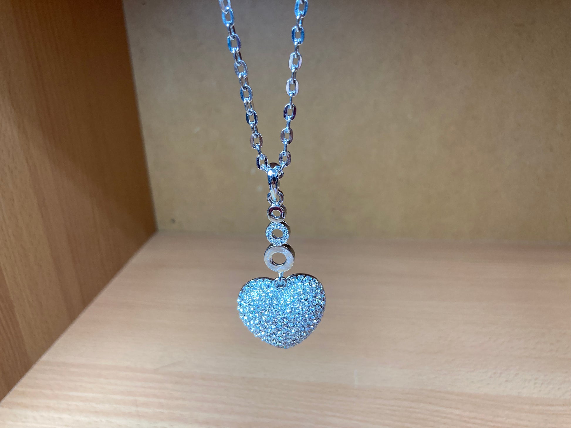 Tiny Treasures Seoul - Swarovski Crystal Heart Pendant Necklace Close up View