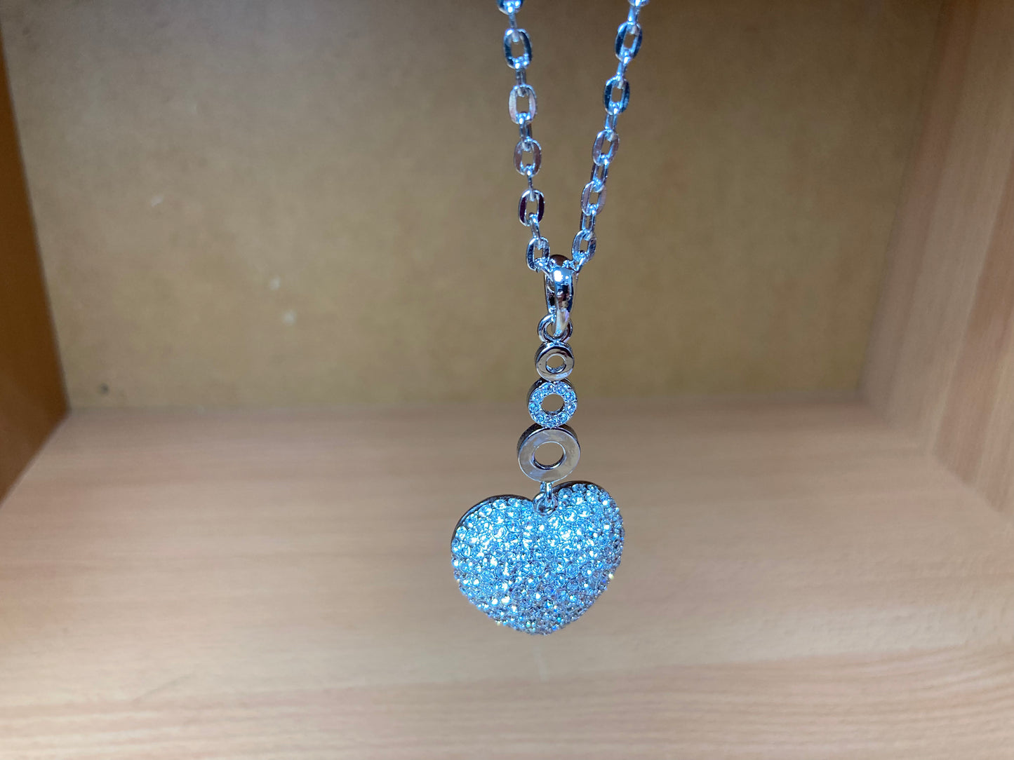 Tiny Treasures Seoul - Swarovski Crystal Heart Pendant Necklace Side View