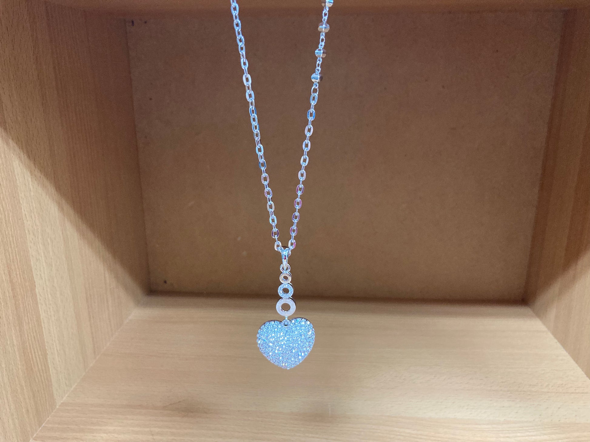 Tiny Treasures Seoul - Swarovski Crystal Heart Pendant Necklace Front View 3