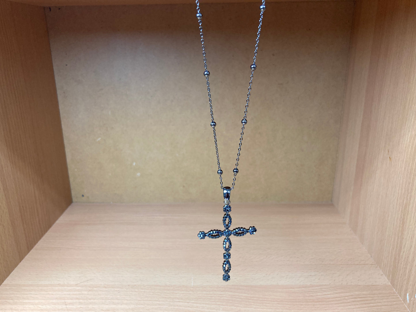 Tiny Treasures Seoul - Swarovski Hematite Crystal Cross Pendant Necklace View
