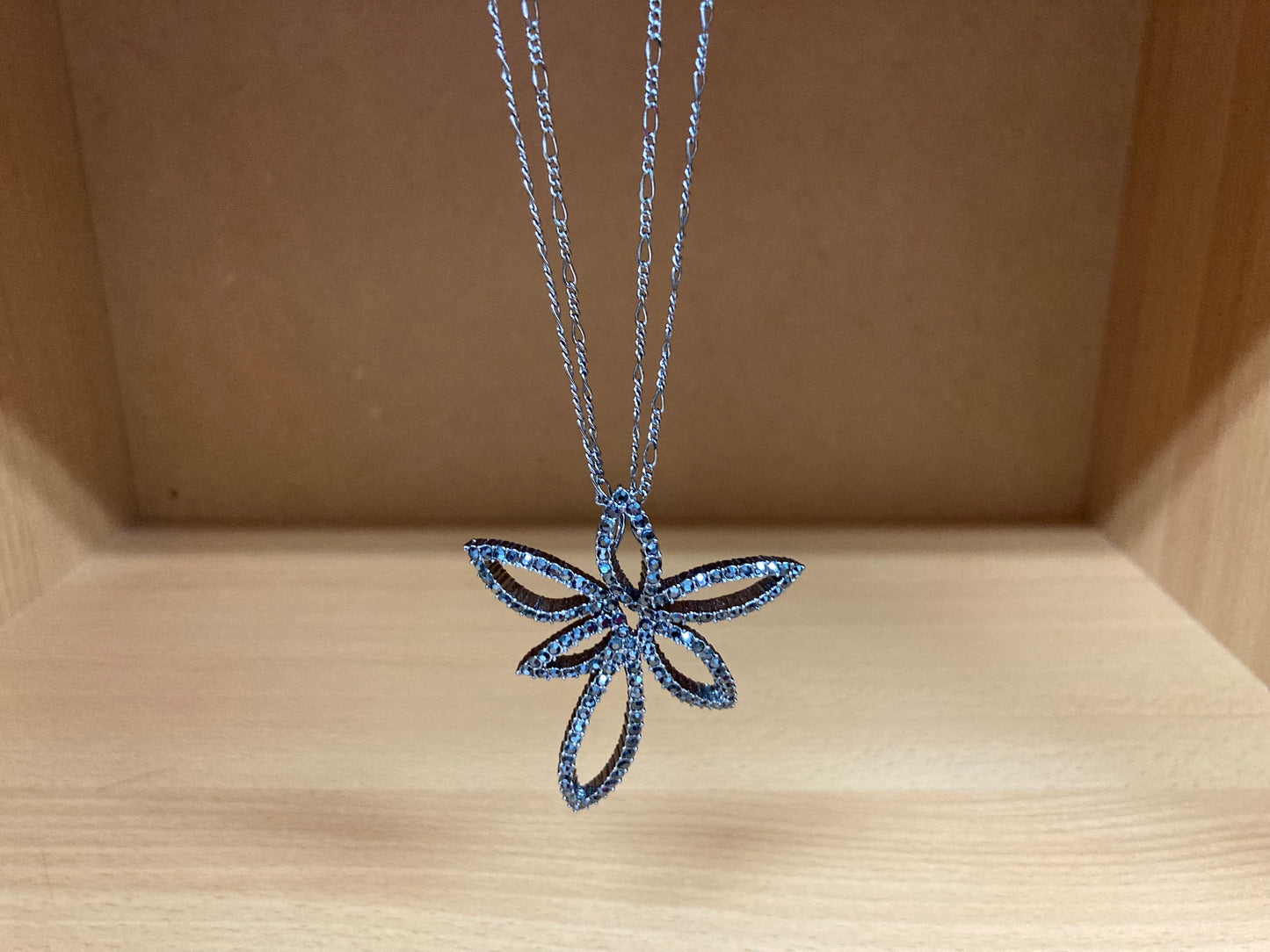 Tiny Treasures Seoul - Swarovski Hematite Crystal Double Chain Flower Pendant Necklace Front View 7