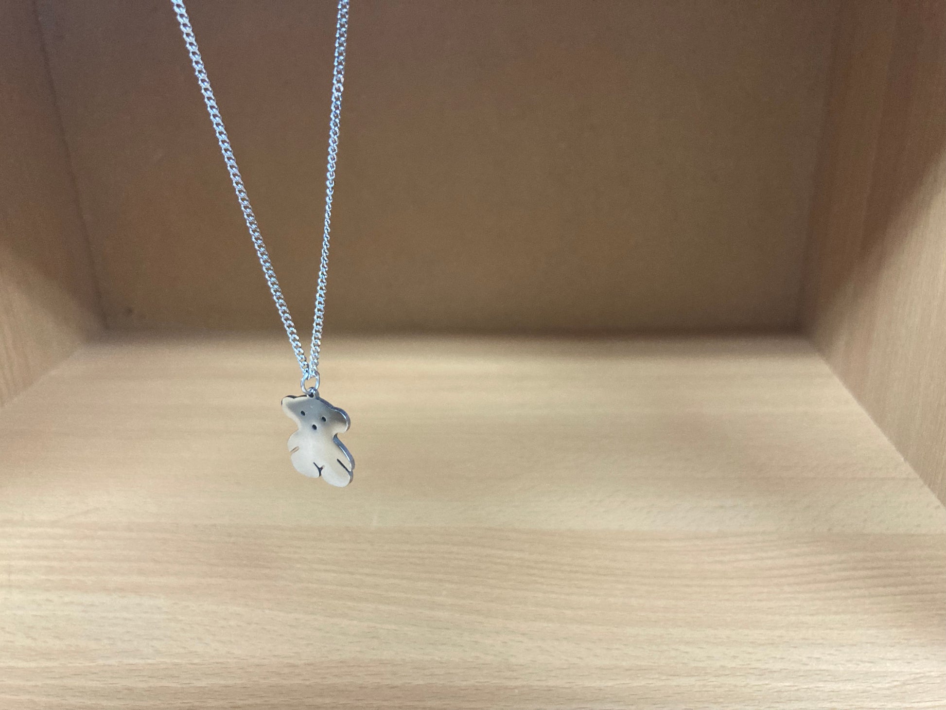 Tiny Treasures Seoul - Teddy Bear Surgical Steel Necklace Side View