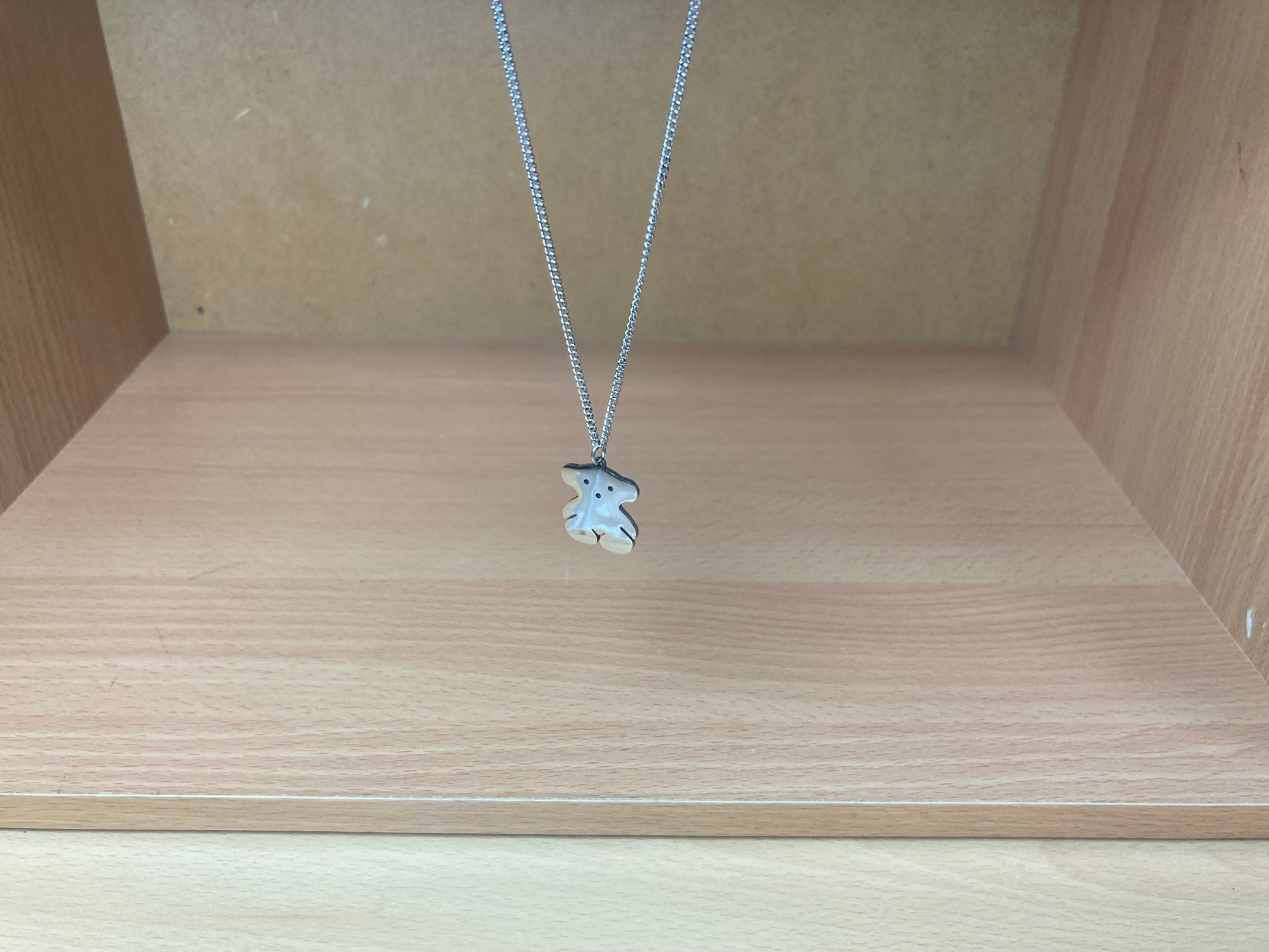 Tiny Treasures Seoul - Teddy Bear Surgical Steel Necklace Front View