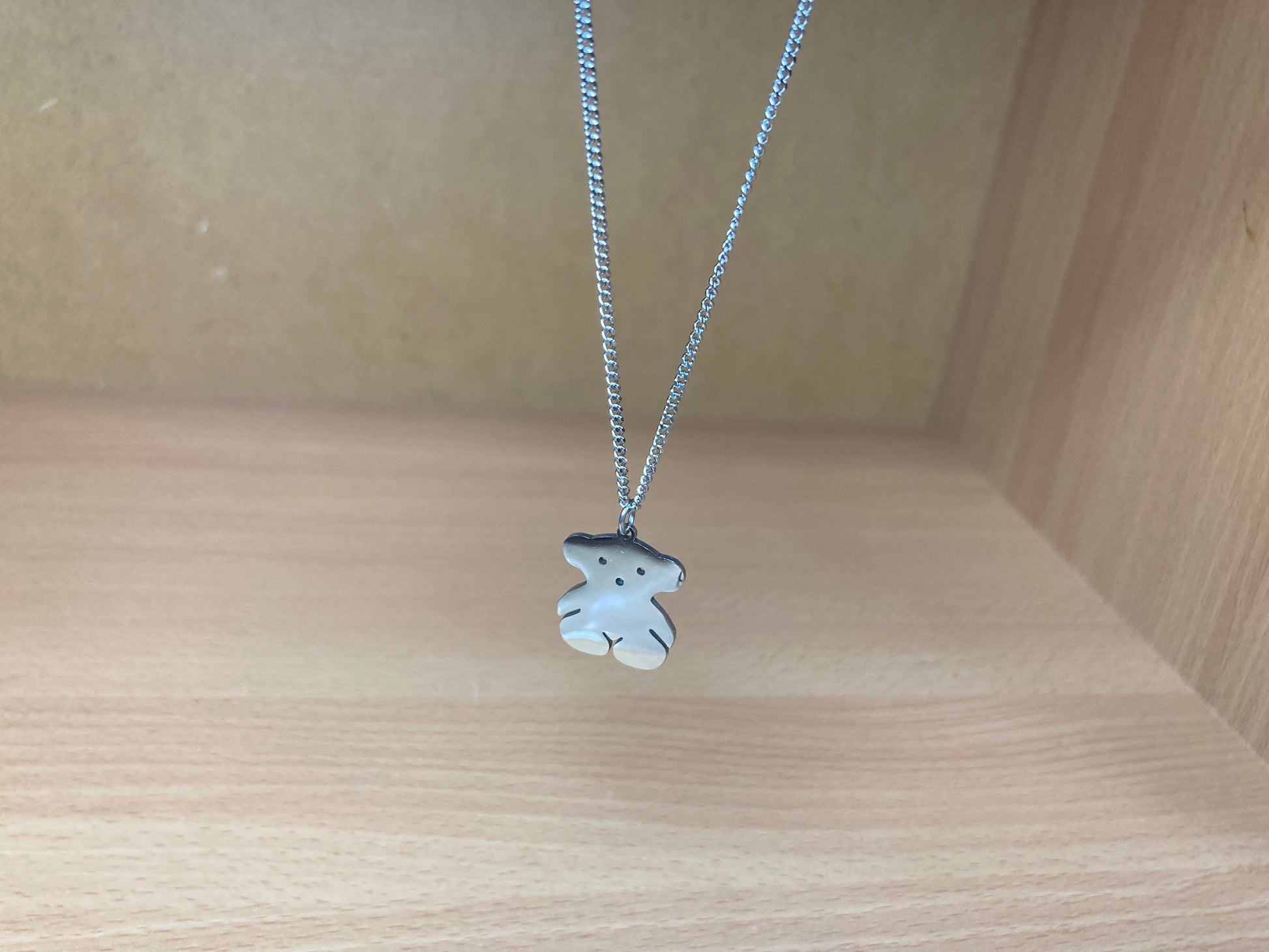 Tiny Treasures Seoul - Teddy Bear Surgical Steel Necklace Front View 3