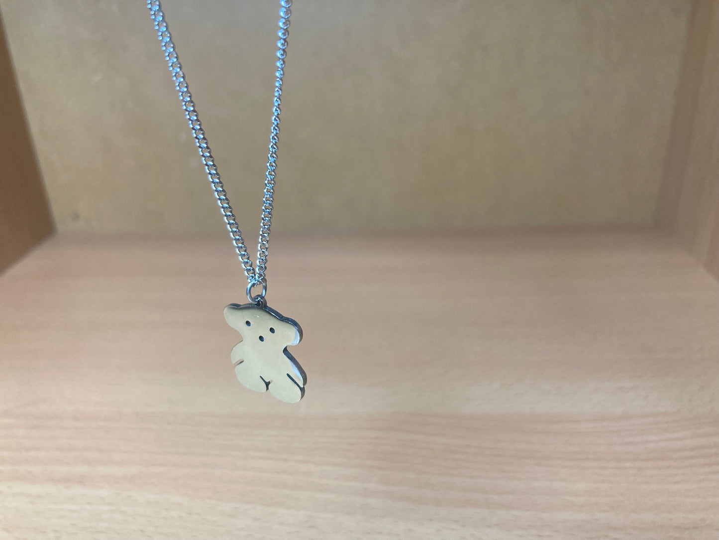 Tiny Treasures Seoul - Teddy Bear Surgical Steel Necklace Side View 3