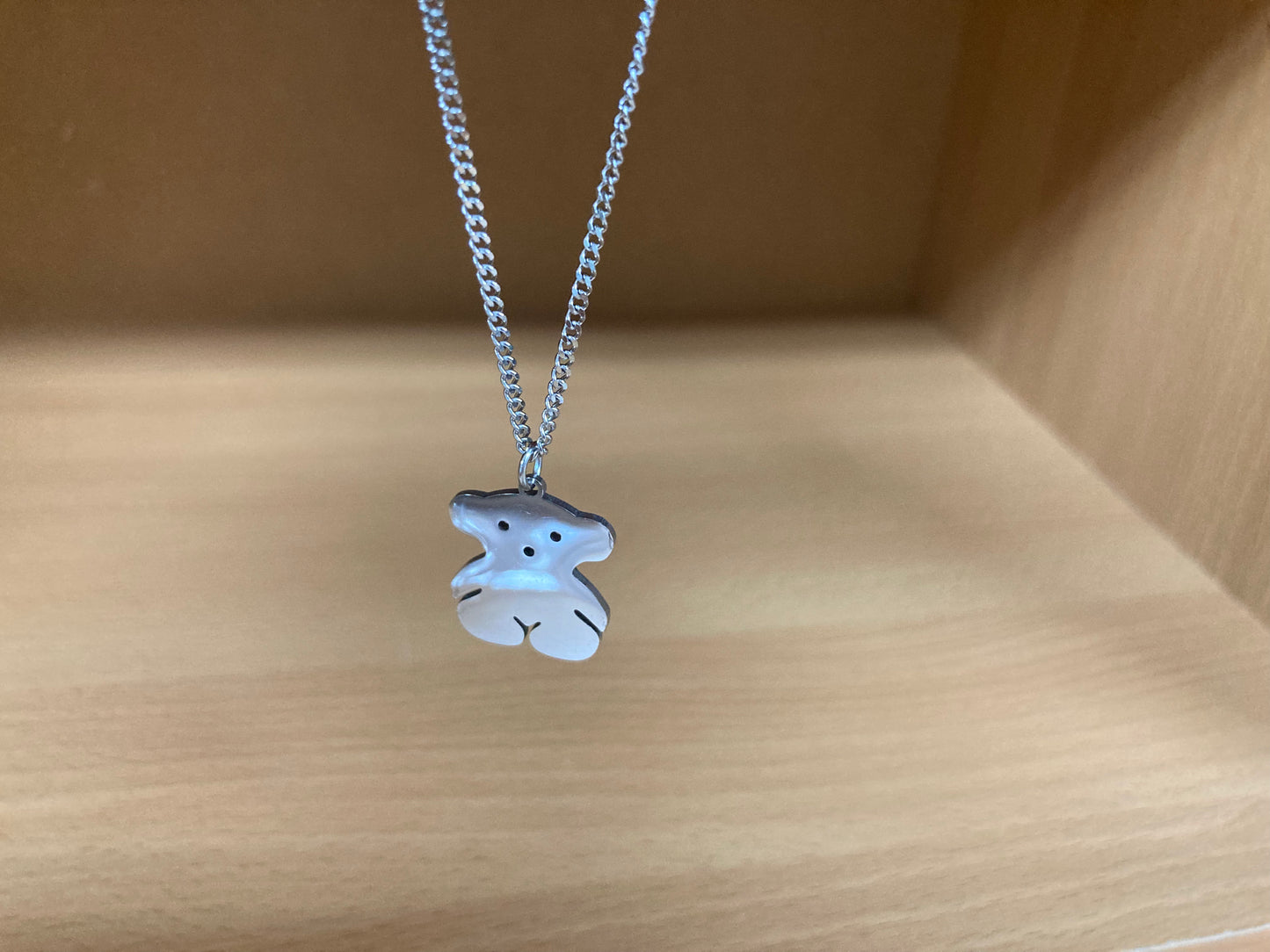Tiny Treasures Seoul - Teddy Bear Surgical Steel Necklace Front View 5