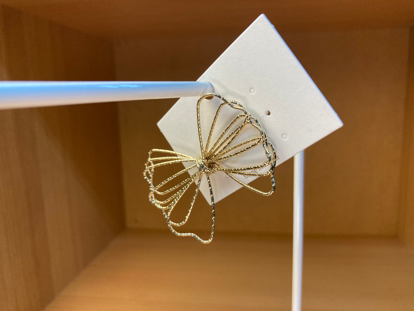 Tiny Treasures Seoul - Textured Gold Wire Bow Stud Earrings