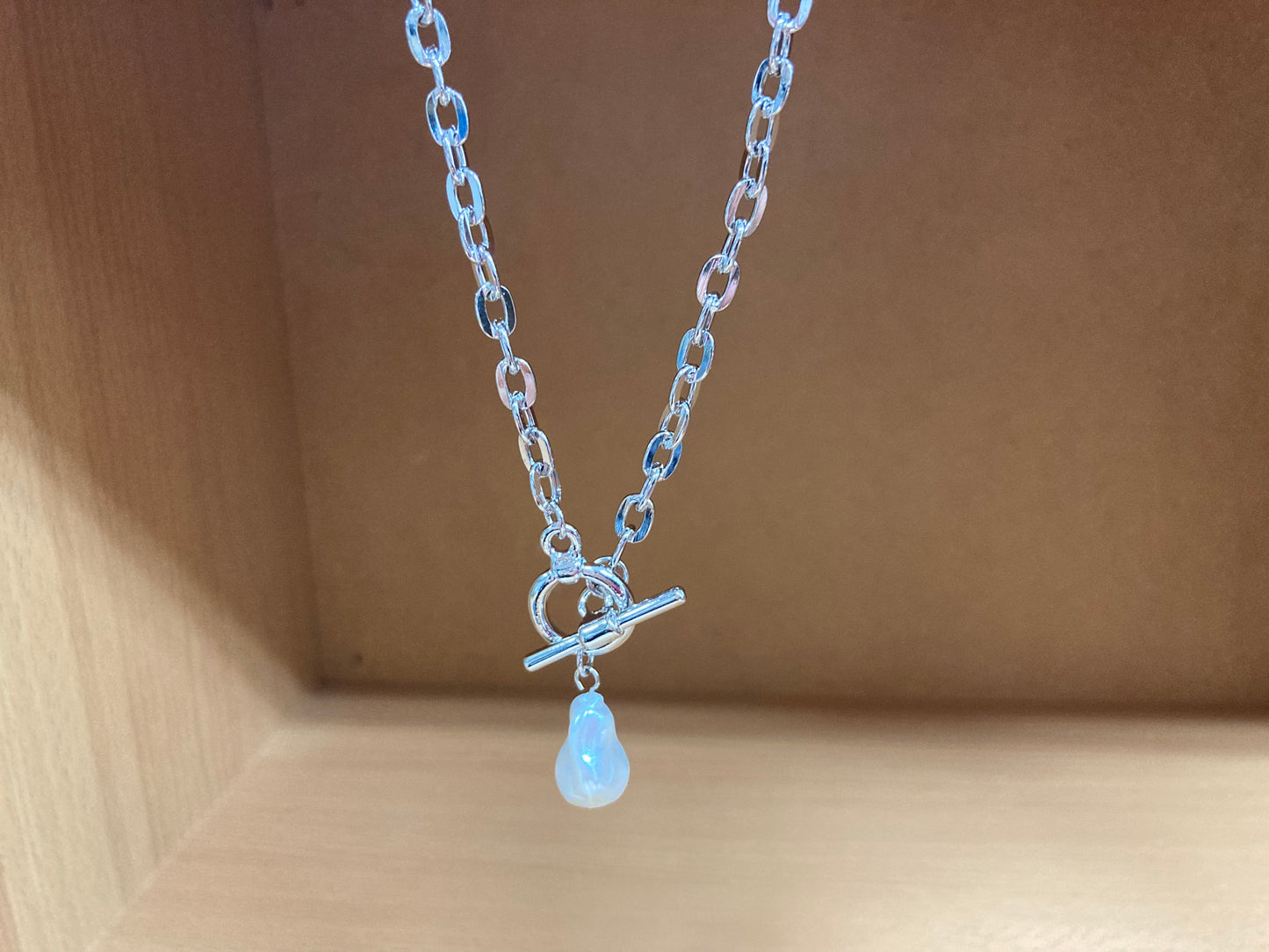 Tiny Treasures Seoul - Toggle Pearl Chain Necklace Front View 2