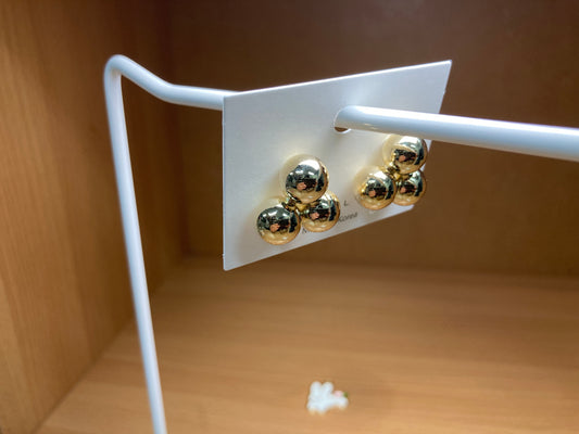 Tiny Treasures Seoul - Trinity Ball Stud Earrings (Gold)