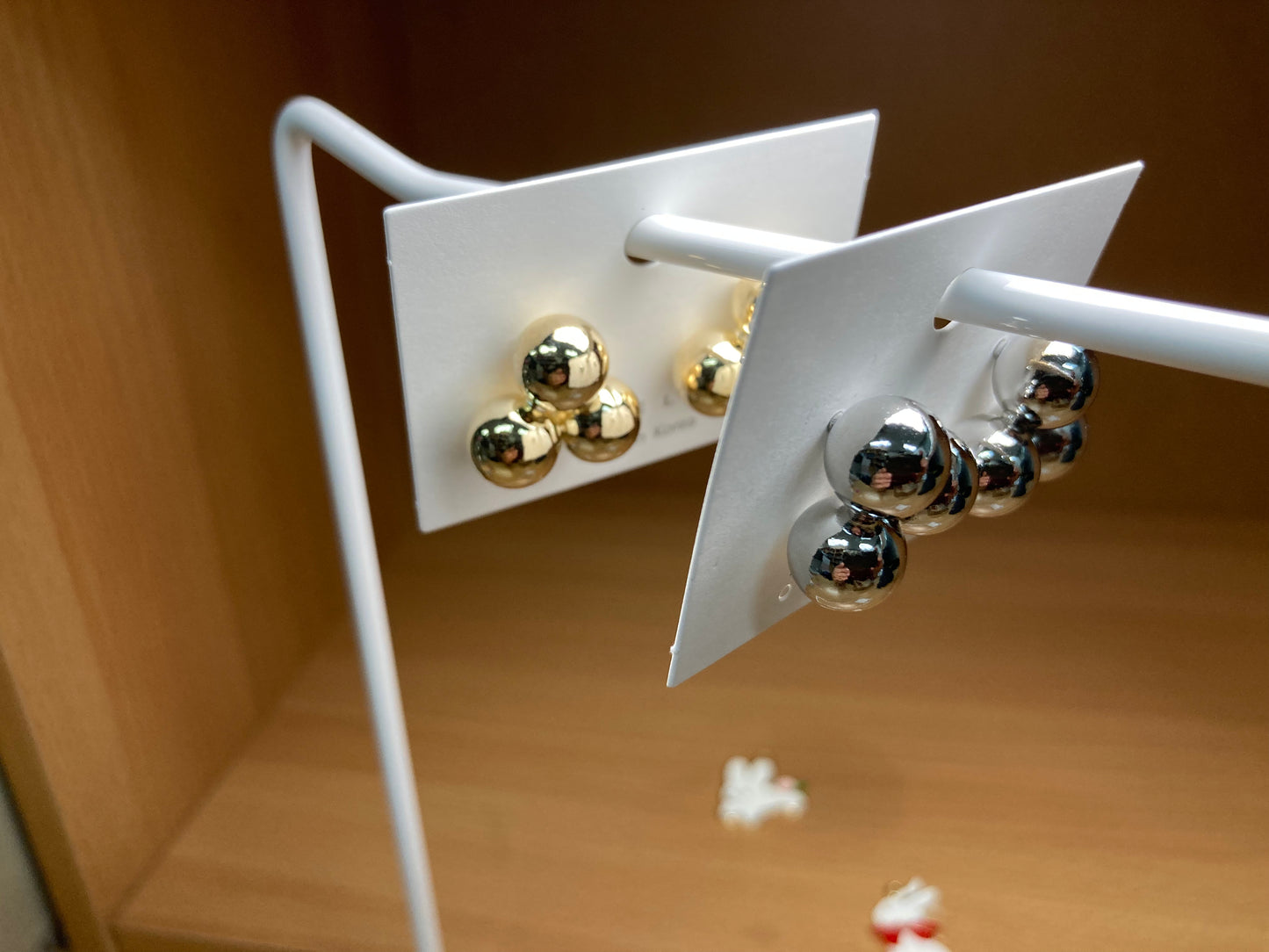 Tiny Treasures Seoul - Trinity Ball Stud Earrings (Gold)