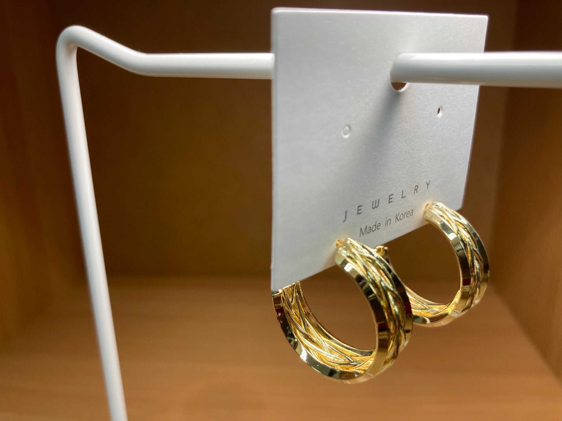 Tiny Treasures Seoul - Triple Braided Line Hoop Earrings (Gold)