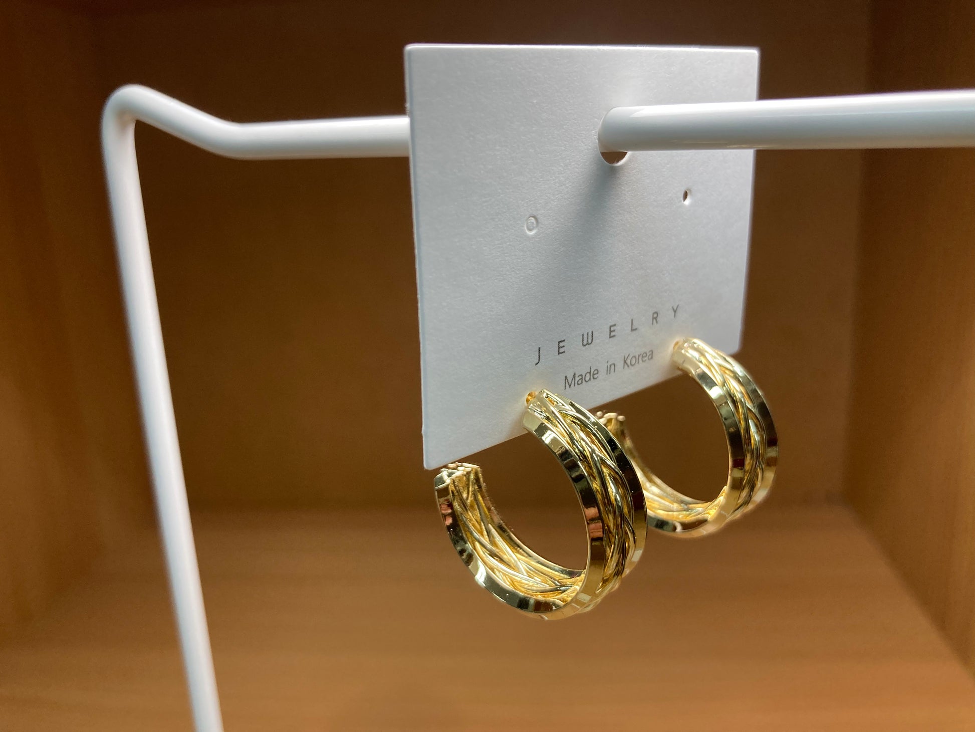 Tiny Treasures Seoul - Triple Braided Line Hoop Earrings (Gold)