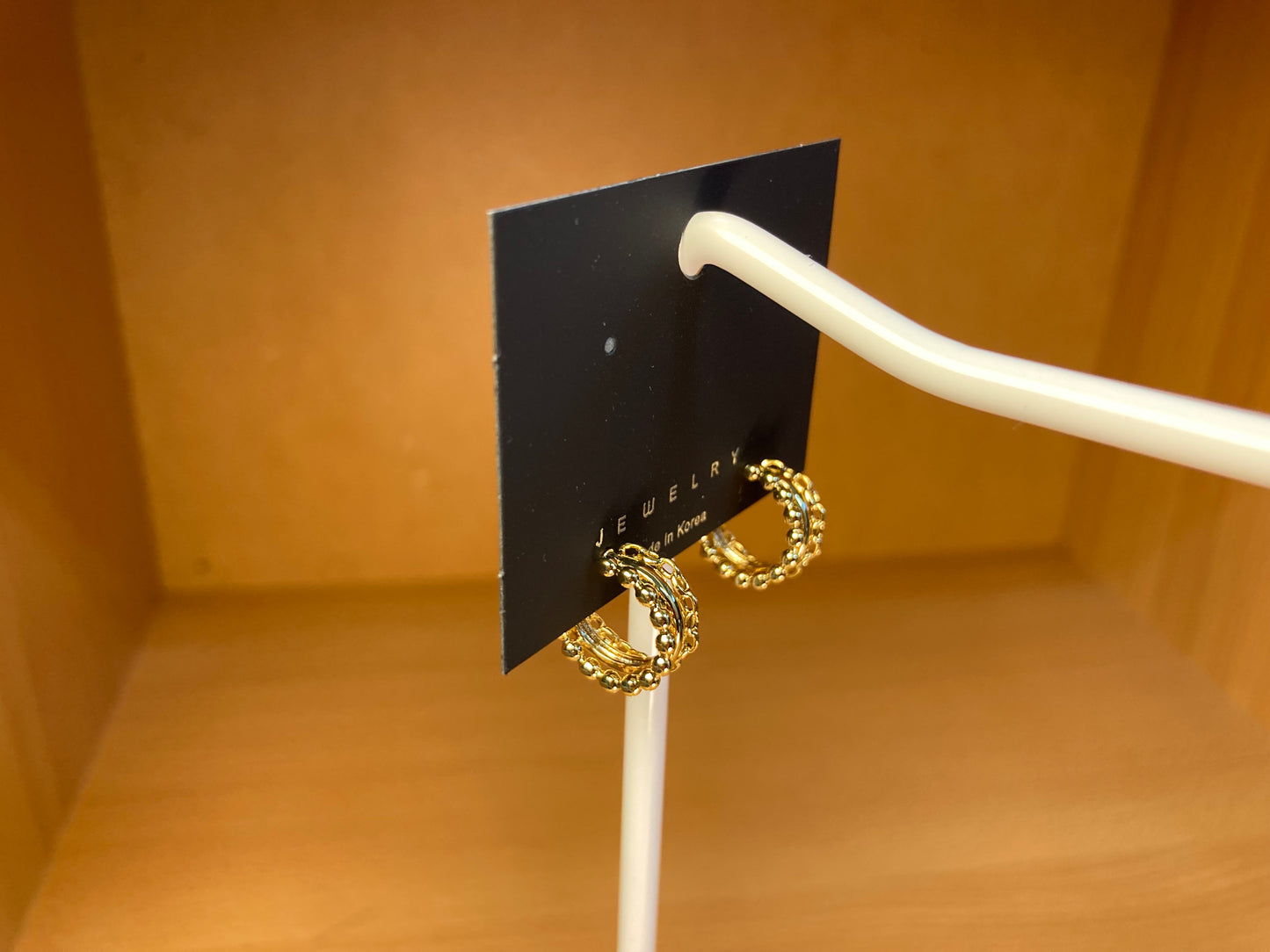 Tiny Treasures Seoul - Triple Layered Bead & Chain Huggie Earrings