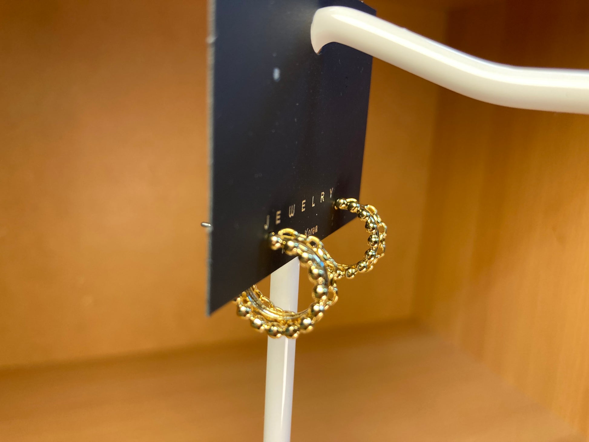 Tiny Treasures Seoul - Triple Layered Bead & Chain Huggie Earrings