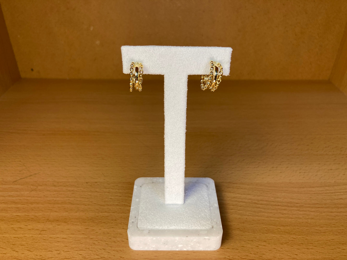 Tiny Treasures Seoul - Triple Layered Bead & Chain Huggie Earrings