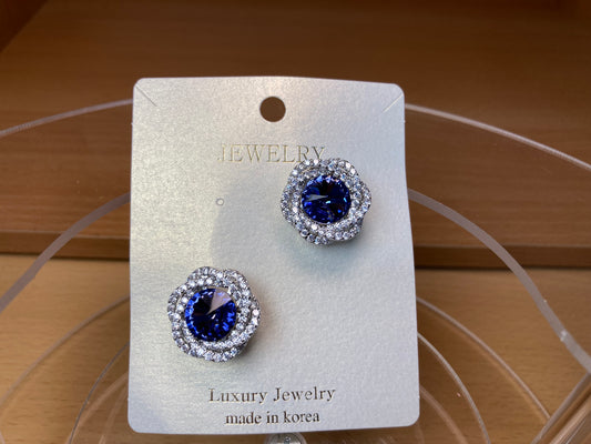 Violet Swarovski Crystal Flower Brooch Set (2 Pieces)