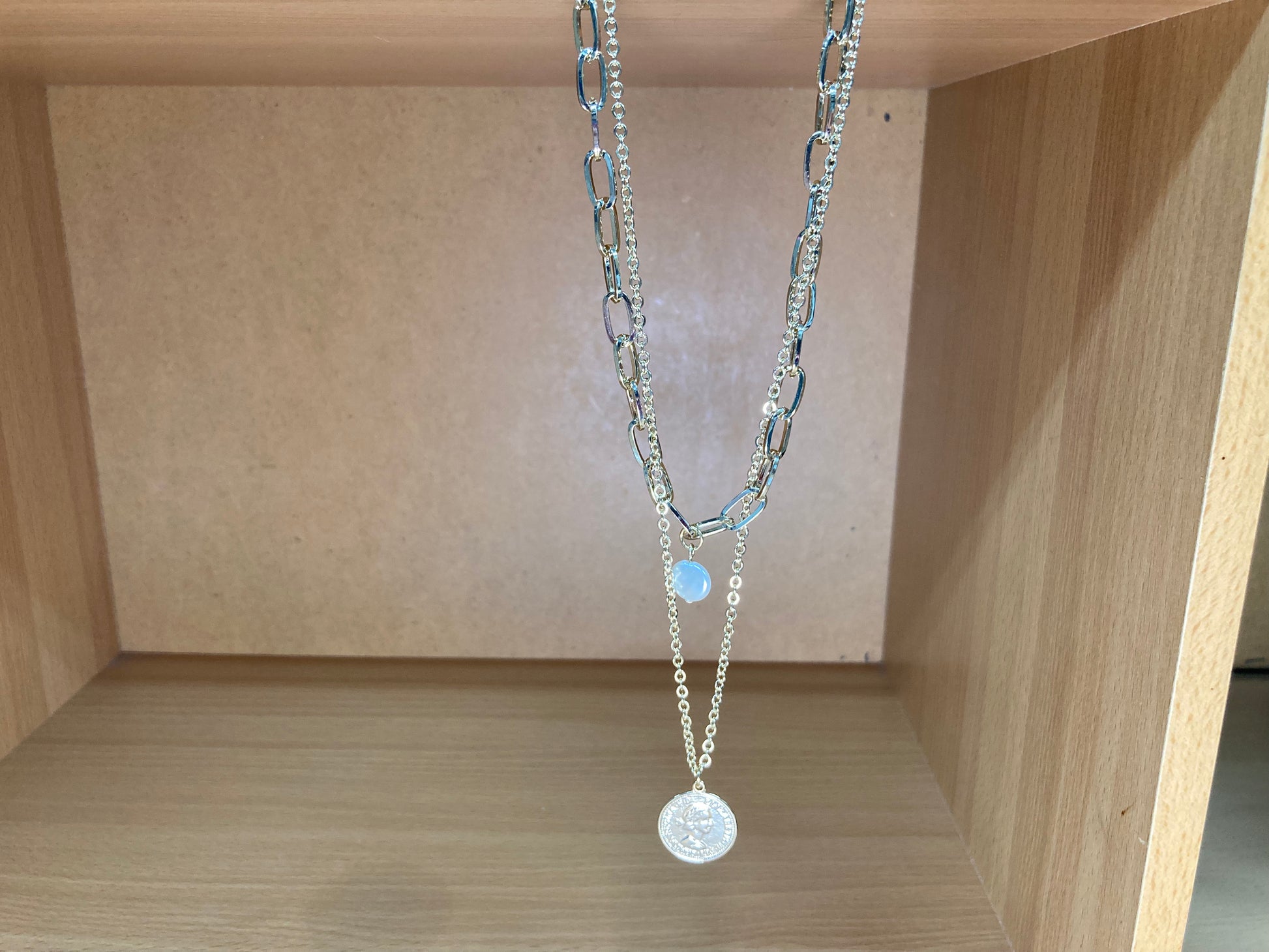 Tiny Treasures Seoul - White Bead Elizabeth Coin Layered Choker Necklace