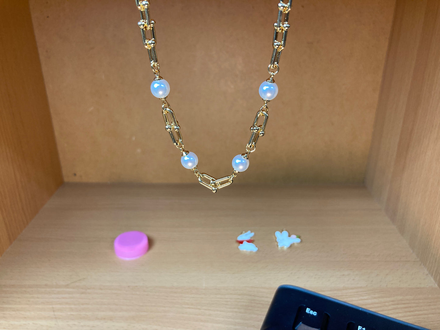 Tiny Treasures Seoul - White Bead Paperclip Necklace