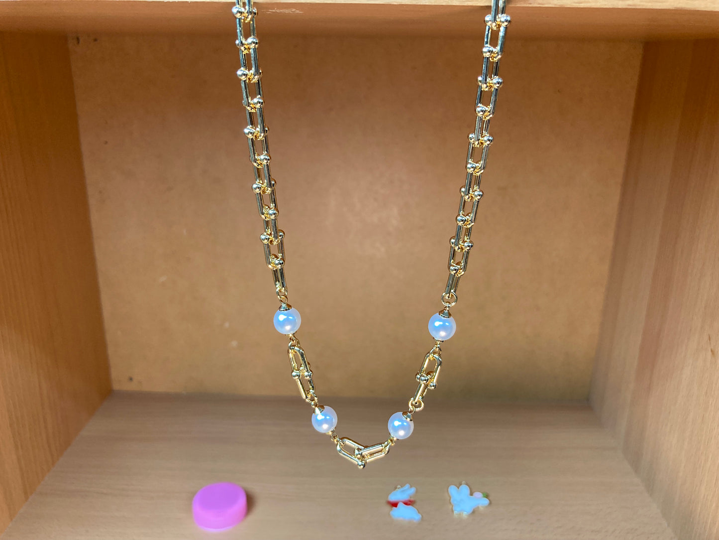 Tiny Treasures Seoul - White Bead Paperclip Necklace